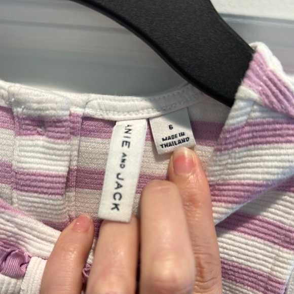 Janie and Jack Purple and White Striped Dress with Bow - Picture 2 of 6